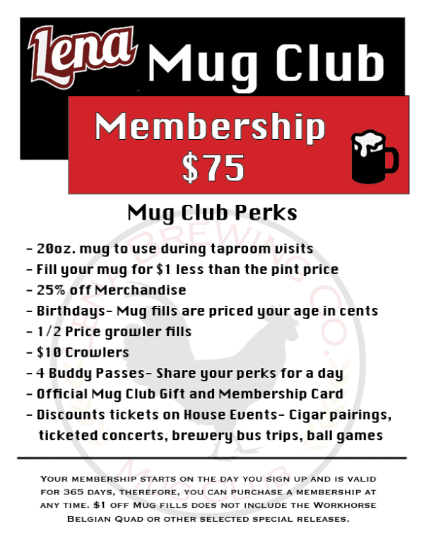 Mug Club Membership Lena Brewing Company